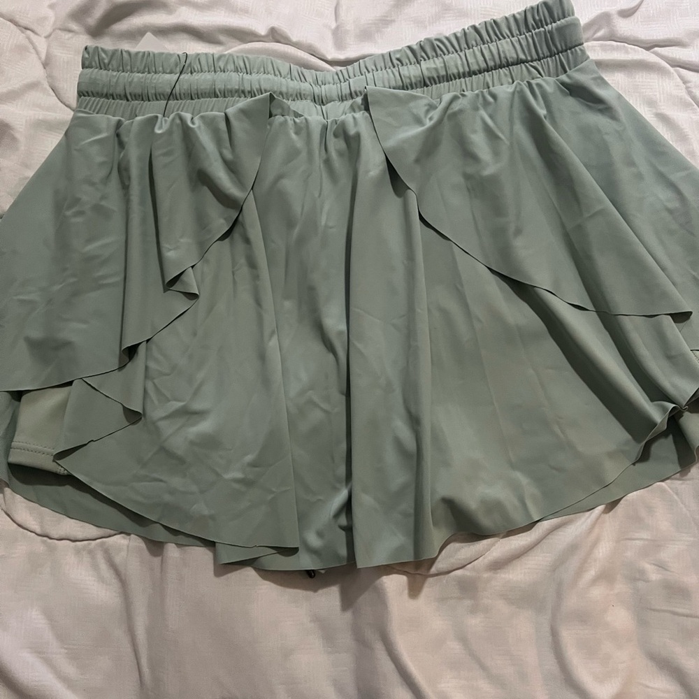 Women's Green Ruffle Shorts